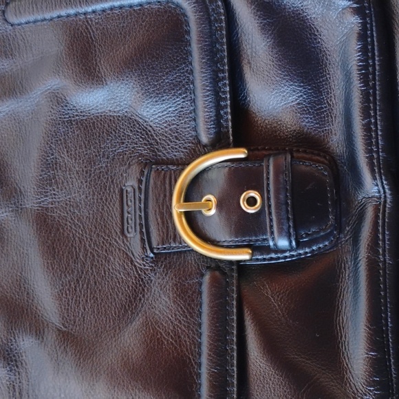 Coach Vintage Black Leather Tote/ messenger large Bag - Picture 2 of 16